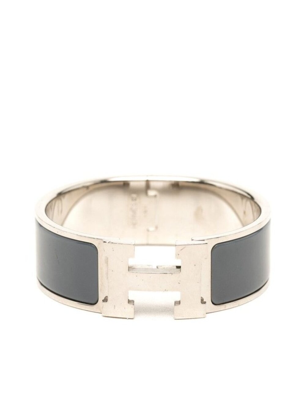 Hermes Clic Clac PM Bracelet Silver Gray Metal Enamel